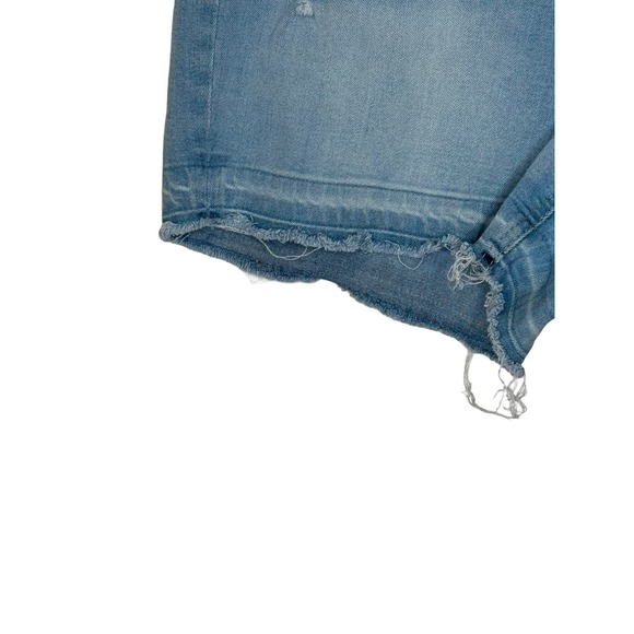 Forever 21 Women's  Denim Shorts High-Rise Distressed Raw‎ Hem Blue Wash Size 12 - Picture 2 of 7